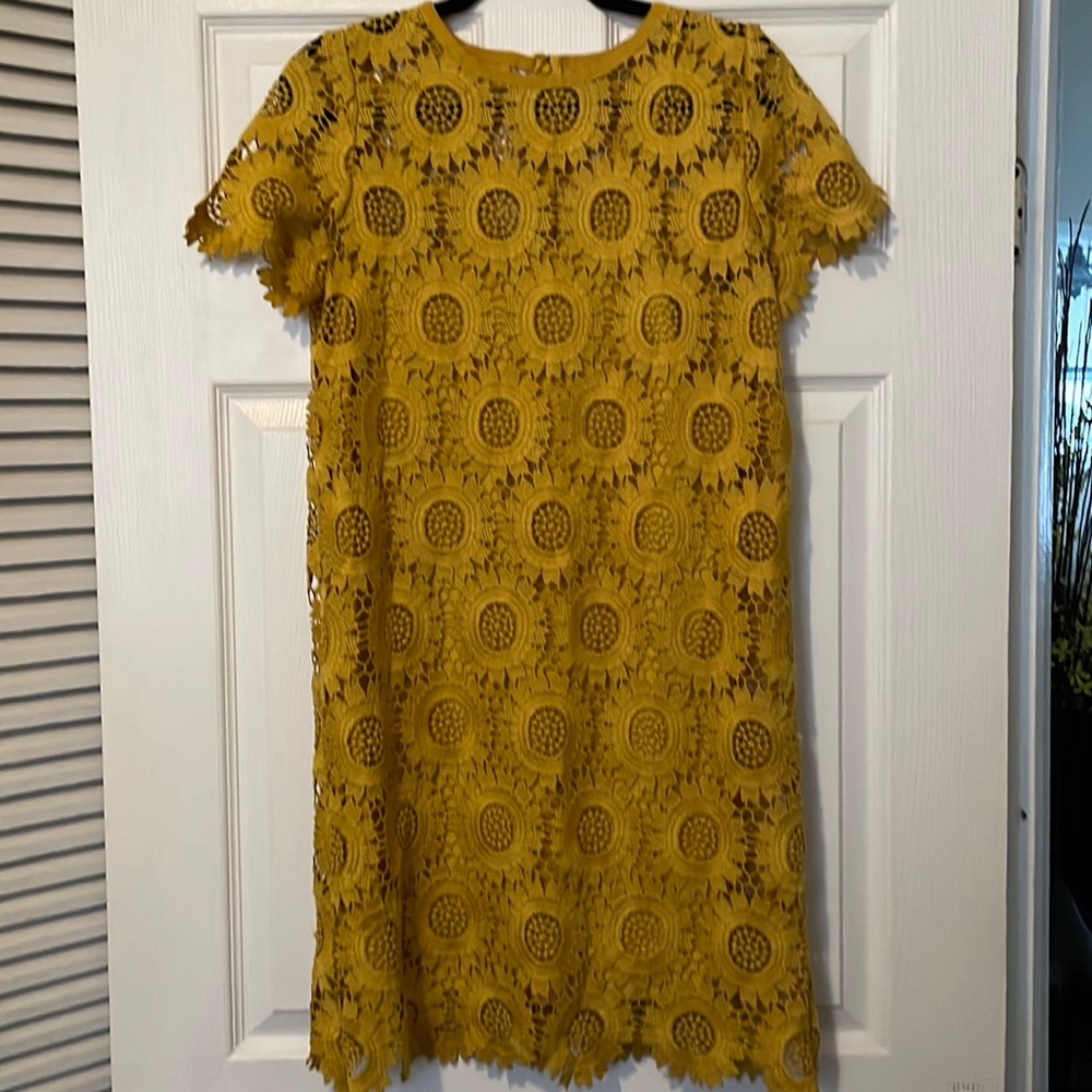 LOFT Yellow Sunflower Lace Dress